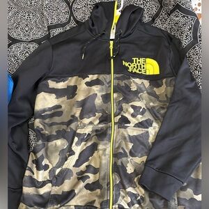 The North Face Black and Yellow Camouflage sweater